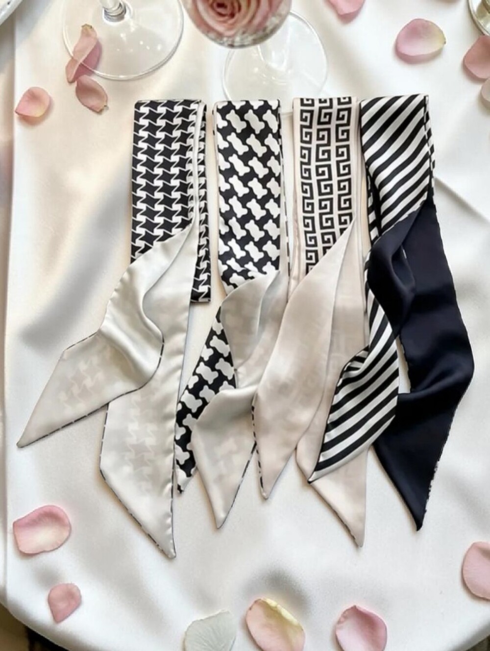 Exquisite Satin Silky Chic Style Black White Selection Twillys‎